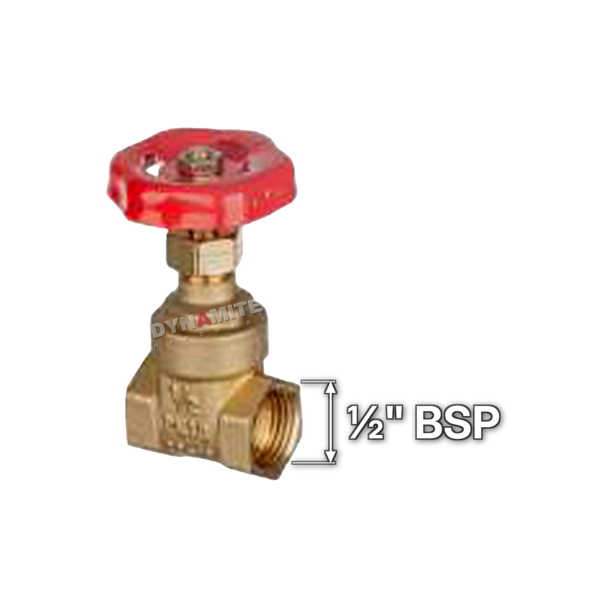 Gate Valve - Female BSP, ½", size marked with a white arrow
