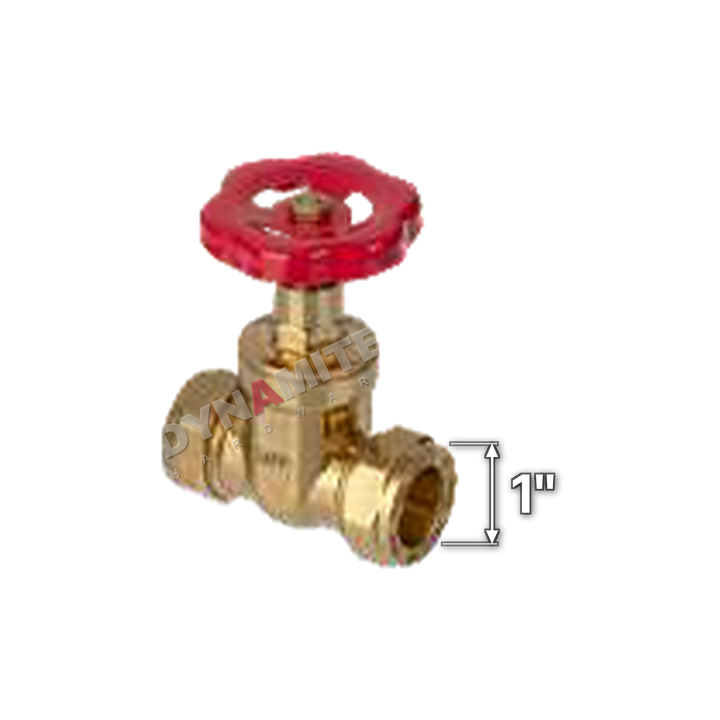Heavy Pattern Gate Valve - Compression (Imperial), 1", size marked with a white arrow