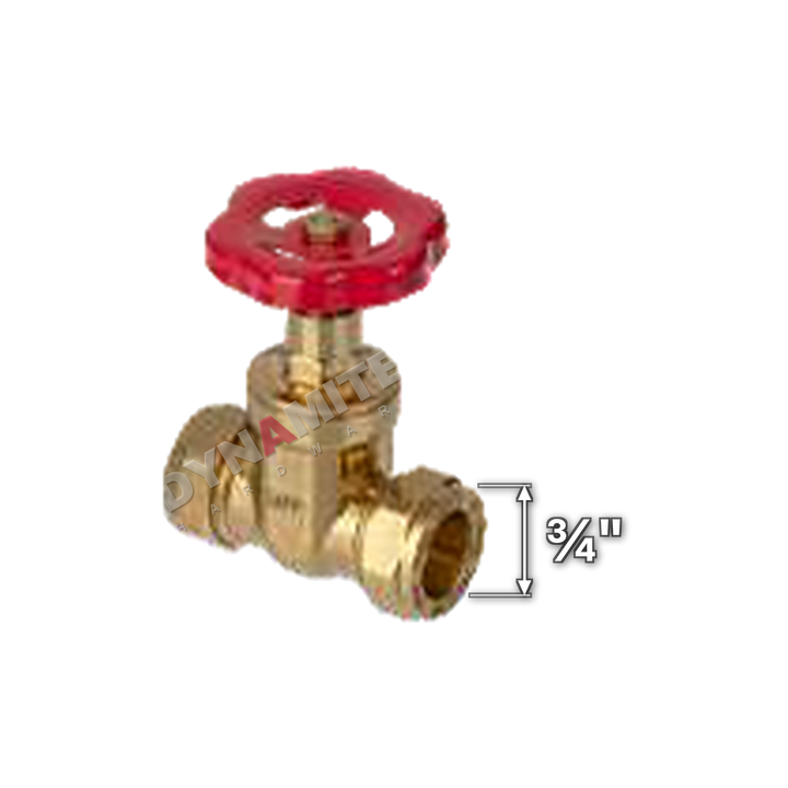 Heavy Pattern Gate Valve - Compression (Imperial), ¾", size marked with a white arrow