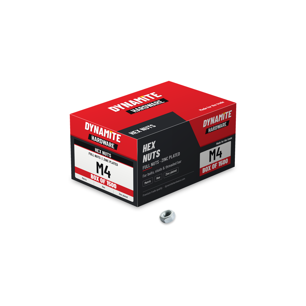 Hex Full Nuts M4 Zinc Plated DIN 934, box of 1500