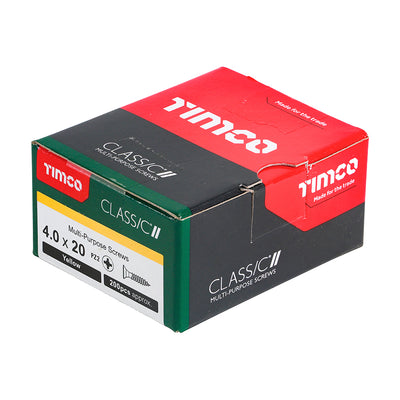 Timco Classic Multi-Purpose Screws - PZ - Double Countersunk - Yellow 4.0 x 20 (Pack 200)