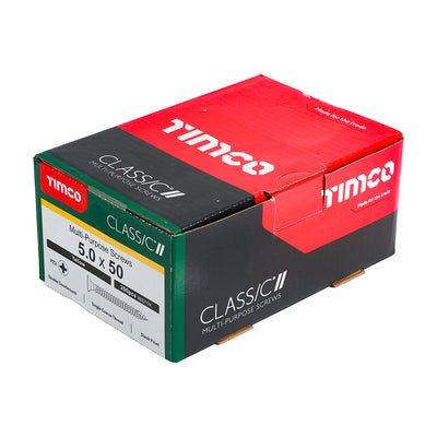 Timco Classic Multi-Purpose Screws - PZ - Double Countersunk - Yellow 5.0 x 50 (Pack 200)