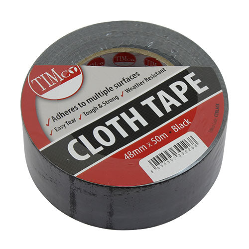 Timco Cloth Tape - Black 50m x 48mm