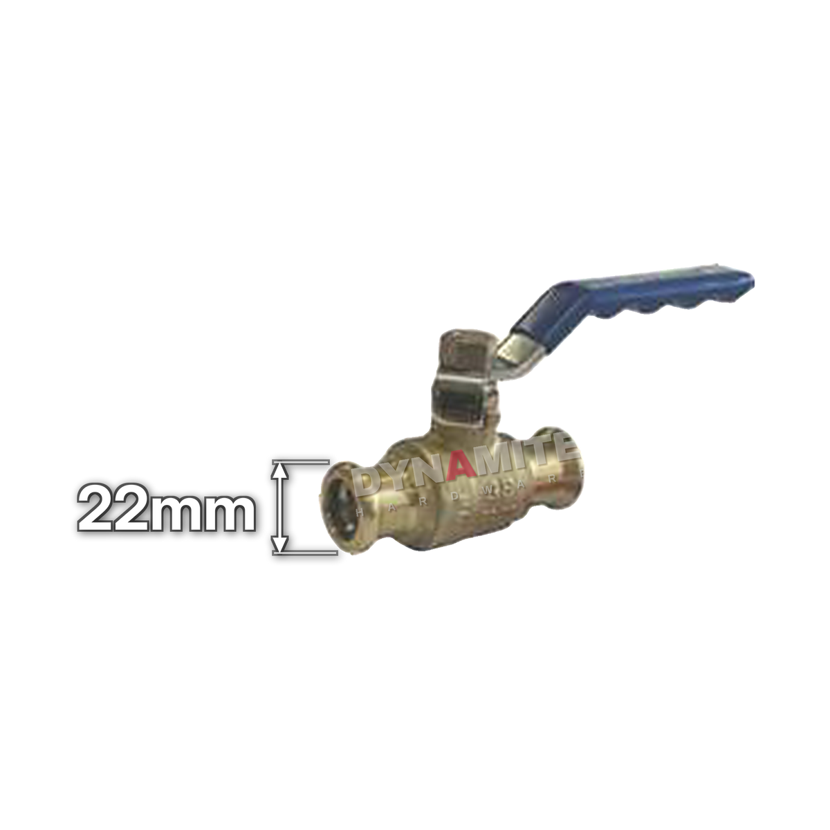 Lever Ball Valve - Copper Press Fit, 22mm, size marked with a white arrow