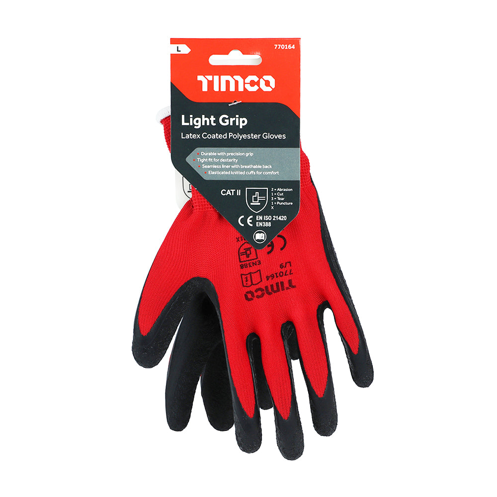 Light Grip Gloves - Crinkle Latex Coated Polyester Large - Dynamite Hardware