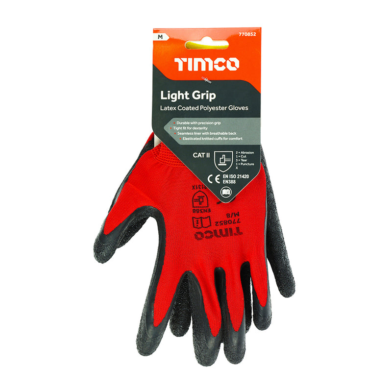 Light Grip Gloves - Crinkle Latex Coated Polyester Medium - Dynamite Hardware