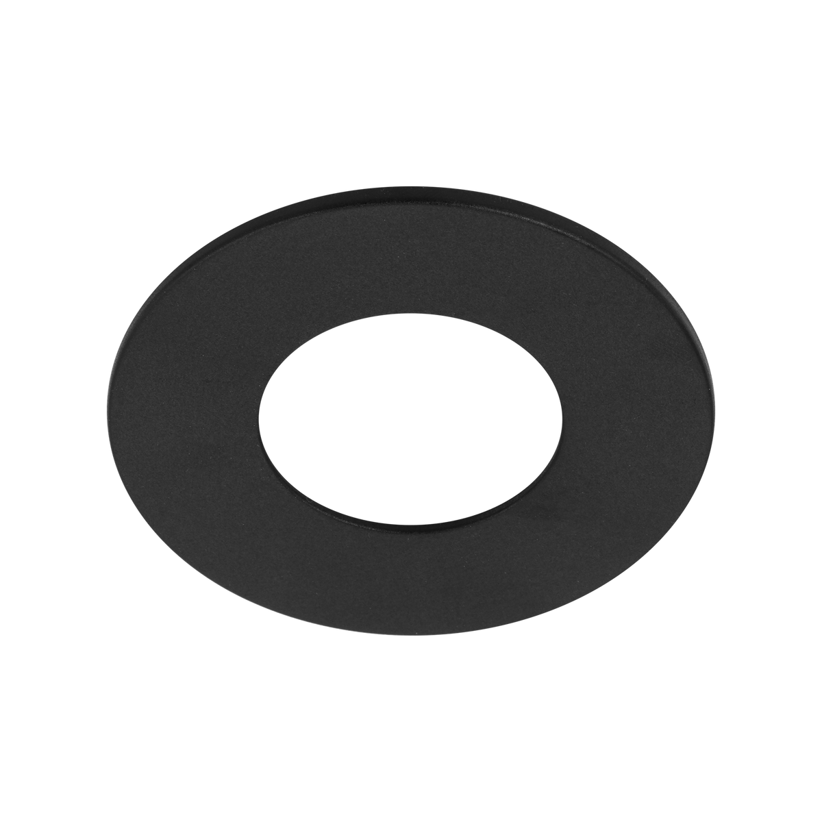 Downlight Bezel Flat – Matt Black – Luceco FTBZFBK-01 angled view