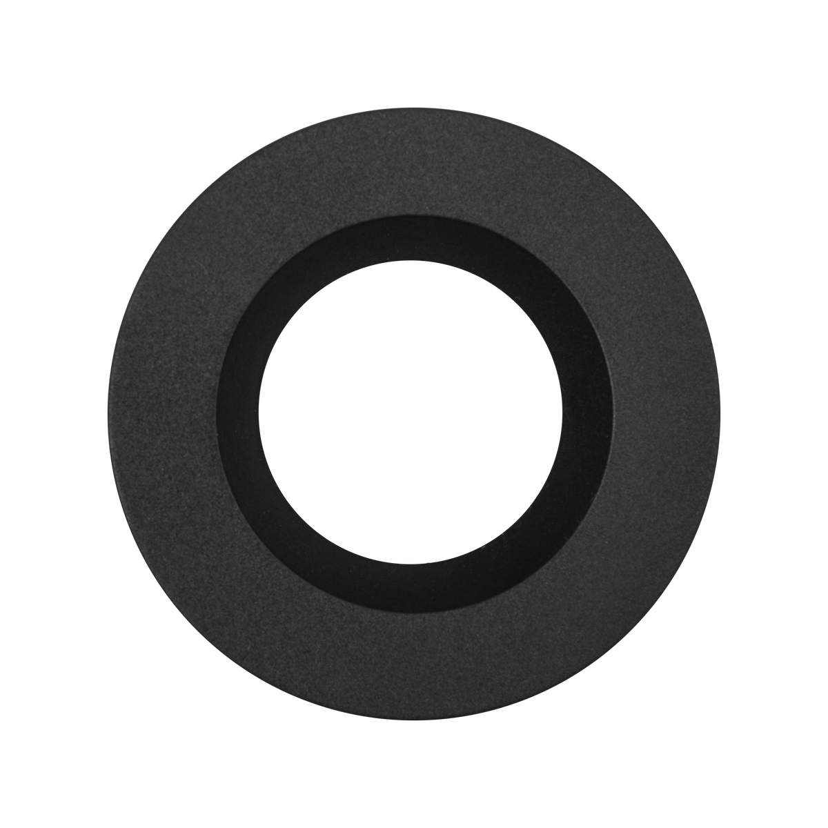 Downlight Bezel Regressed – Matt Black – Luceco FTBZRBK-01 angled view