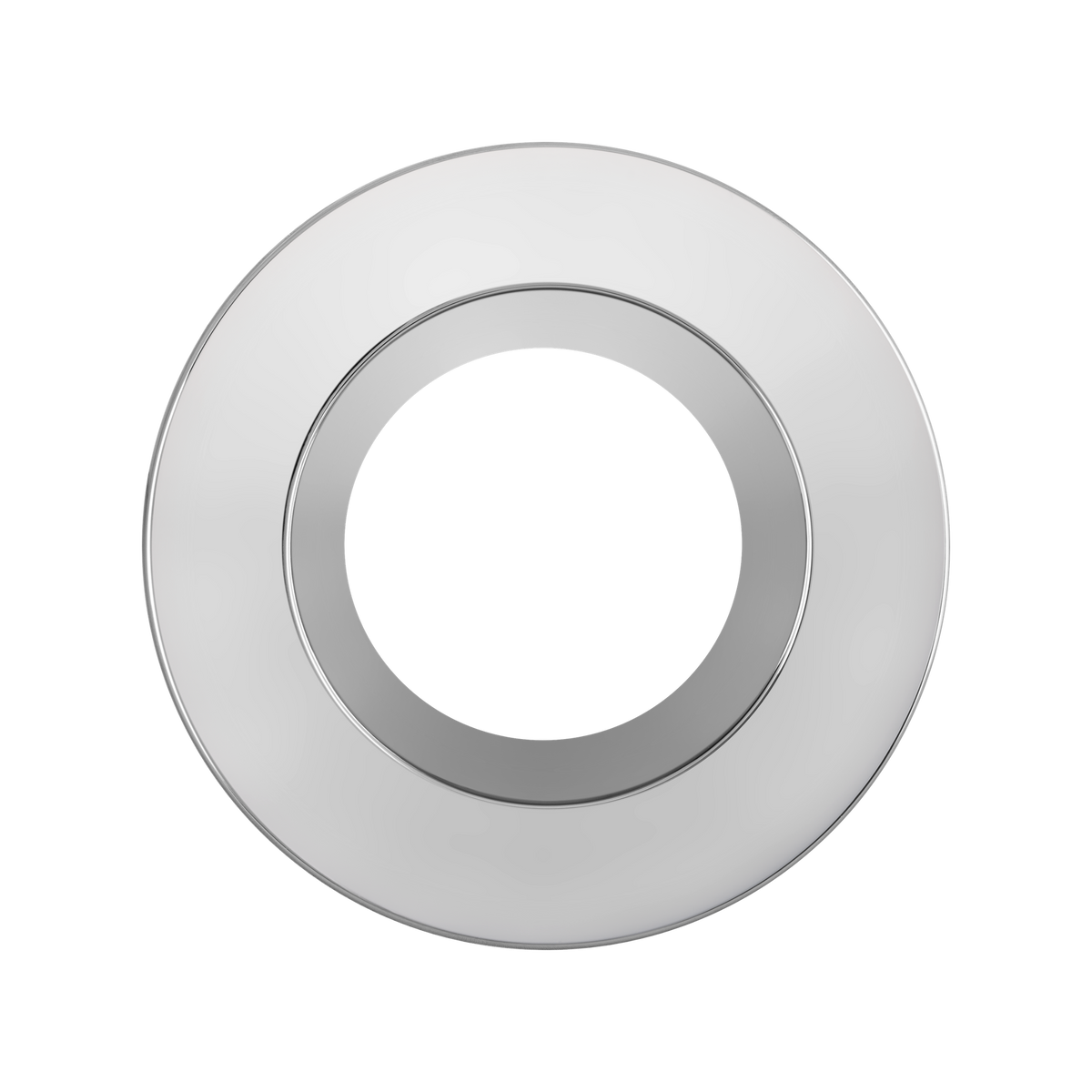 Downlight Bezel Regressed – Polished Chrome – Luceco FTBZRPC-01 angled view
