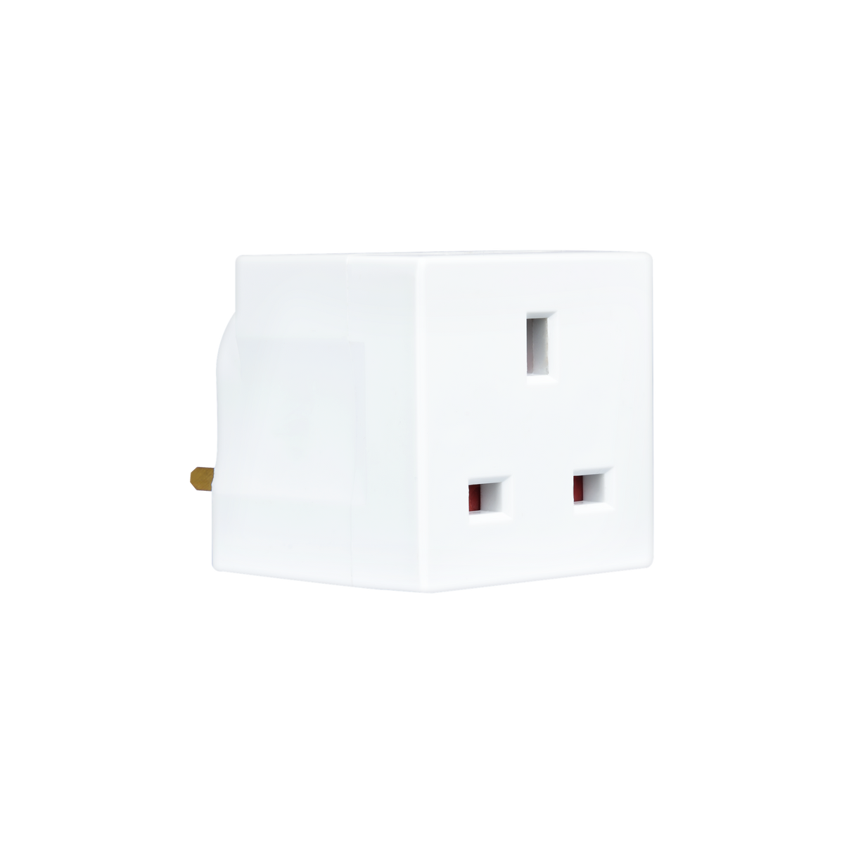 2 Way Plug Adaptor – White, 13A Unfused – Masterplug MSU2-MP angled view