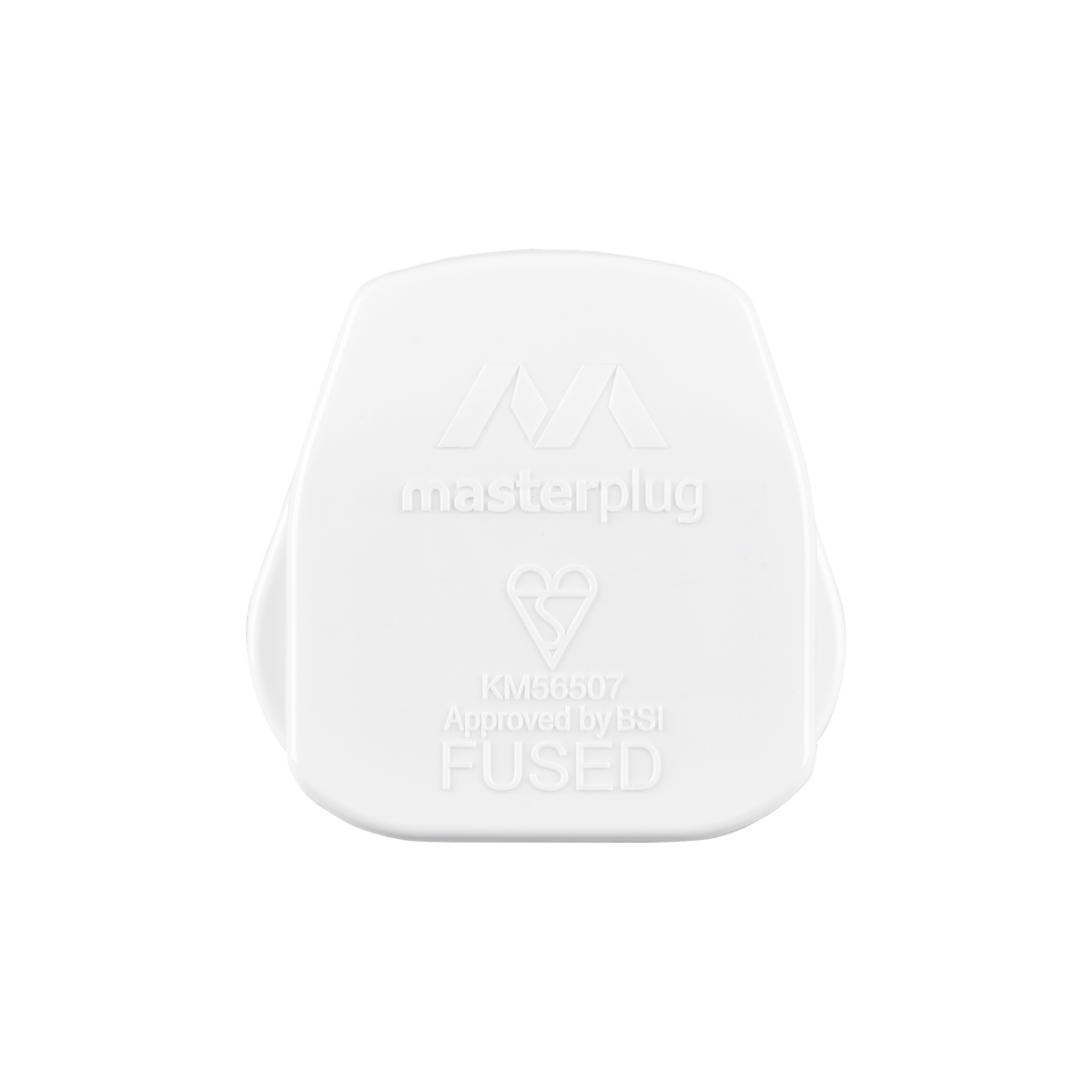 13A Rewireable Plug Top – White, Fused – Masterplug PT13W-MS front view