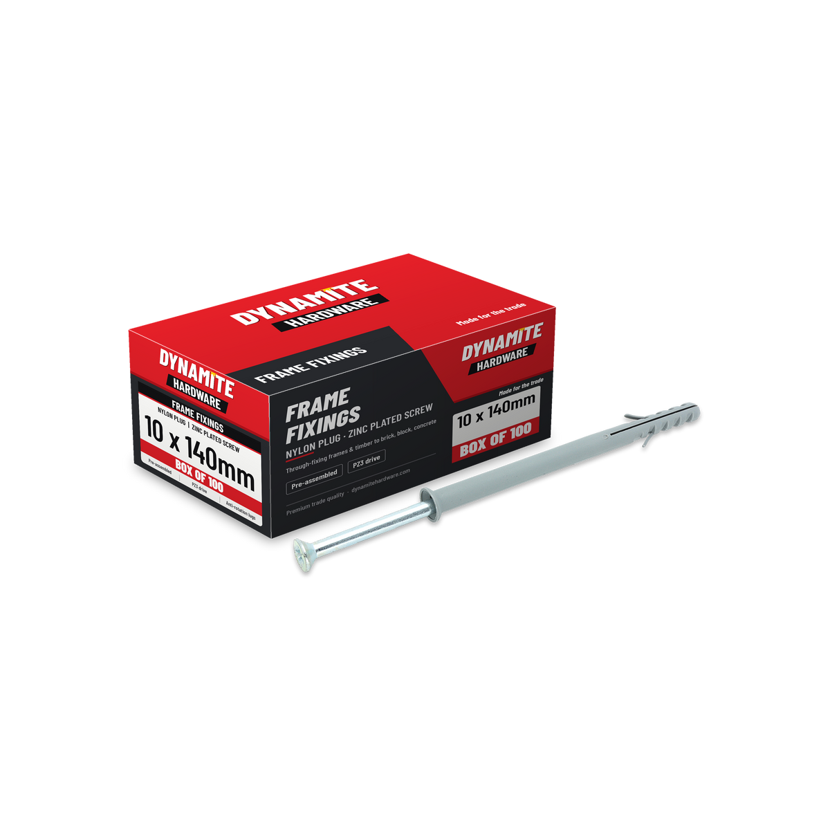 Nylon frame fixings 10 x 140mm, box of 100