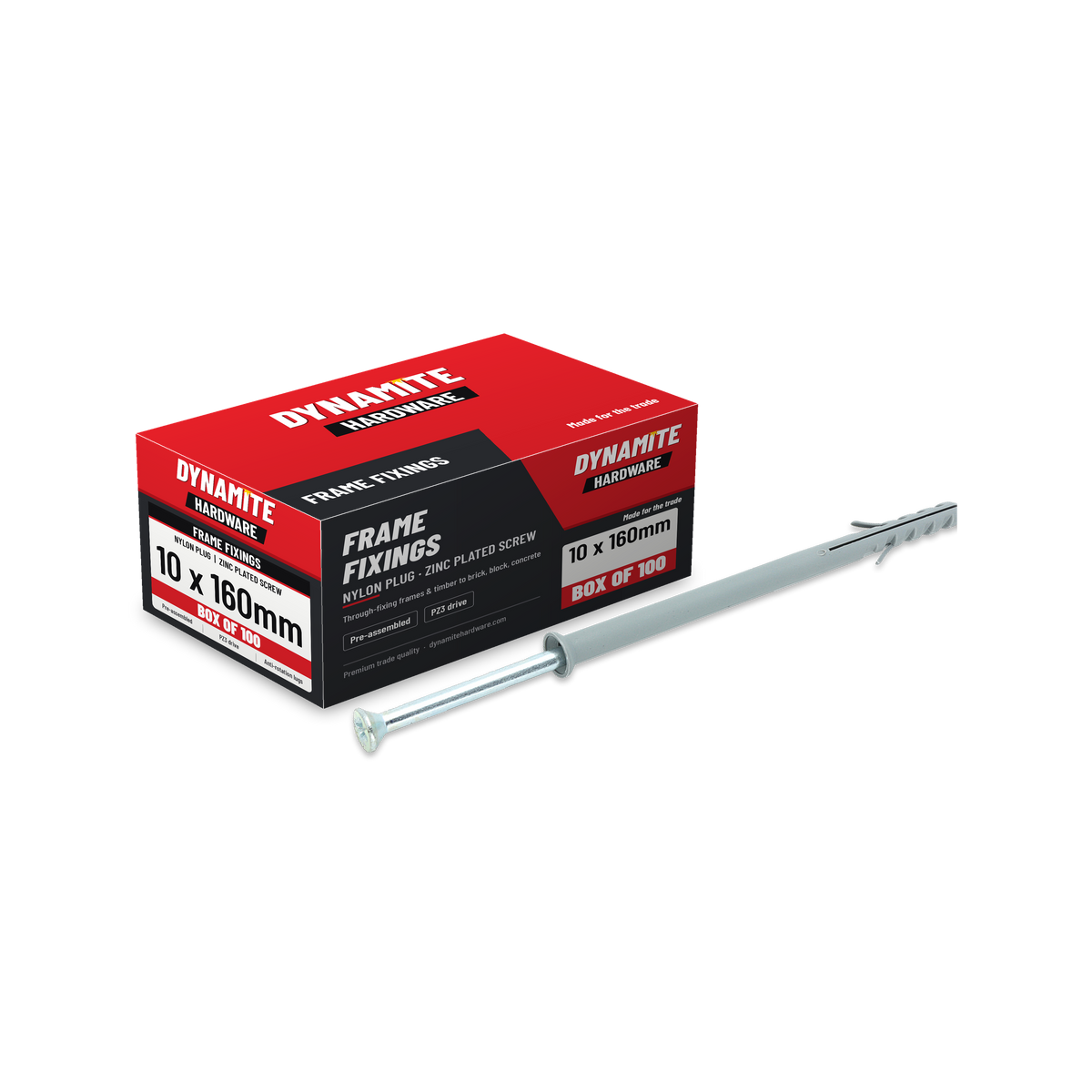 Nylon frame fixings 10 x 160mm, box of 100