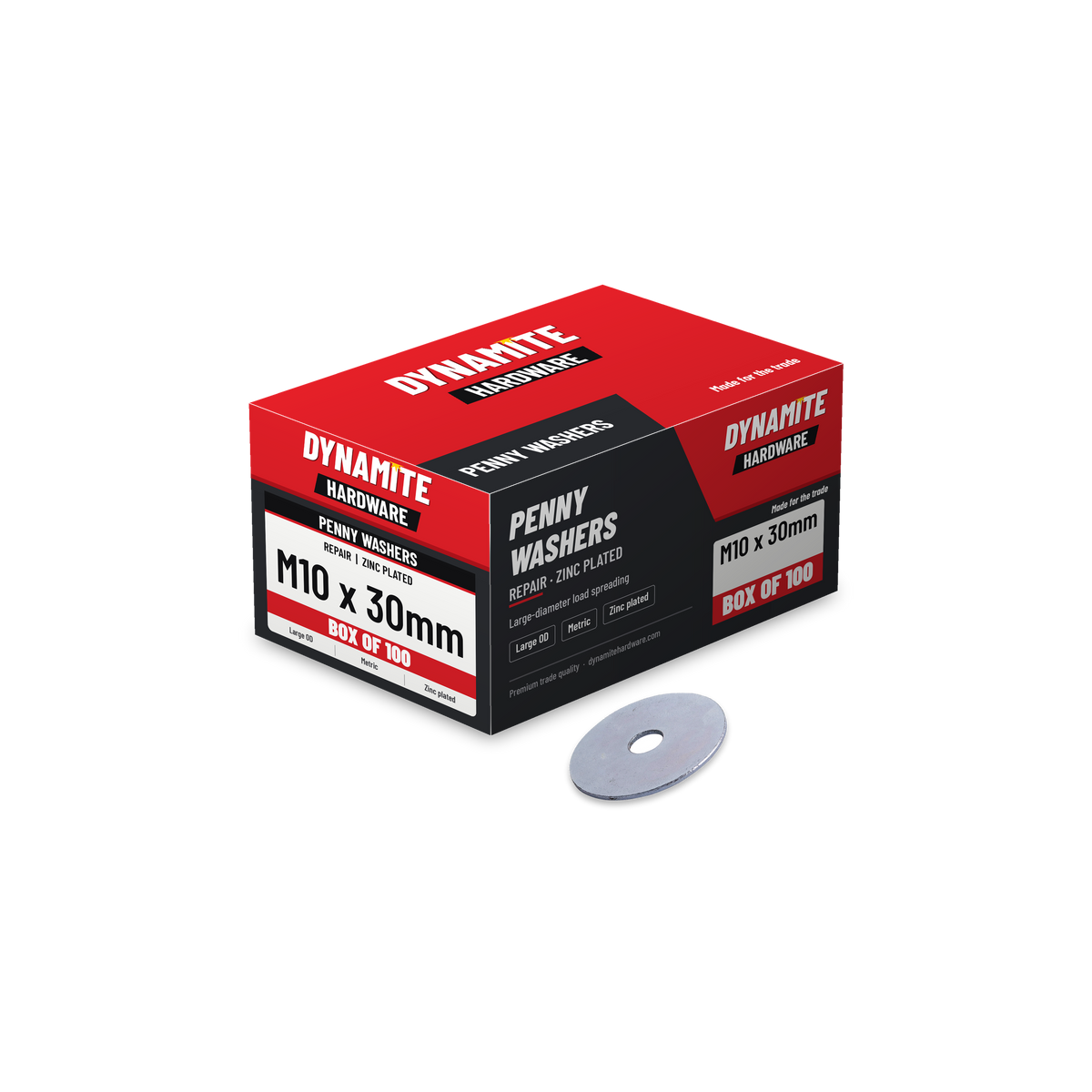 Penny Washers M10 x 30mm Zinc Plated DIN 9054, box of 100