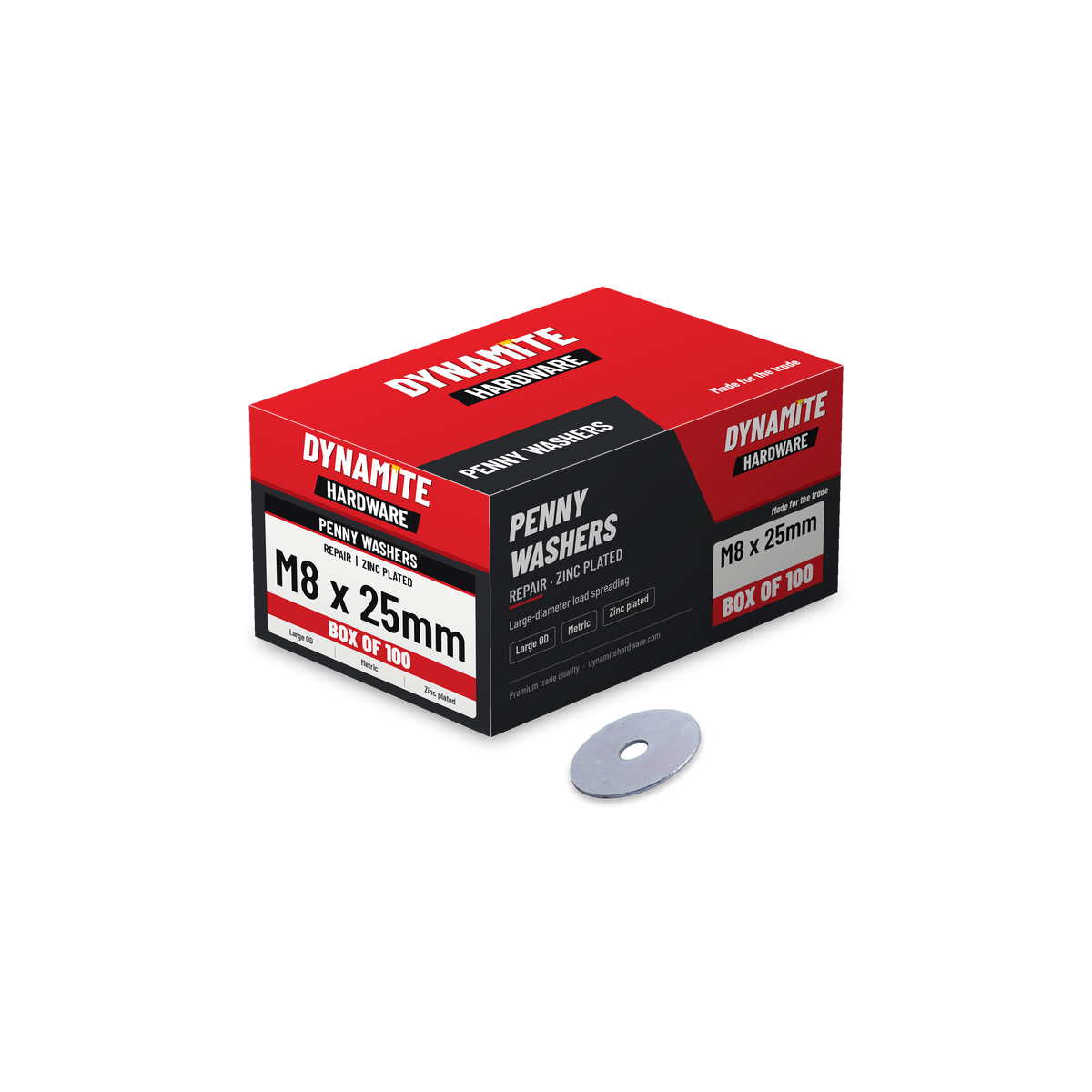 Penny Washers M8 x 25mm Zinc Plated DIN 9054, box of 100