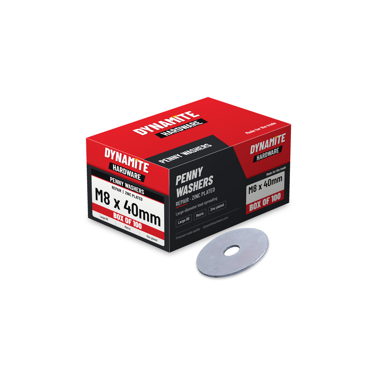 Penny Washers M8 x 40mm Zinc Plated DIN 9054, box of 100