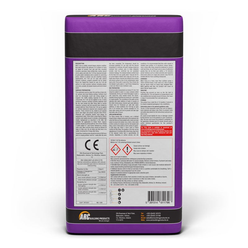 Arc T-20 white regular set tile adhesive 20kg bag END OF LINE SALE WHEN ITS GONE ITS GONE - Dynamite Hardware