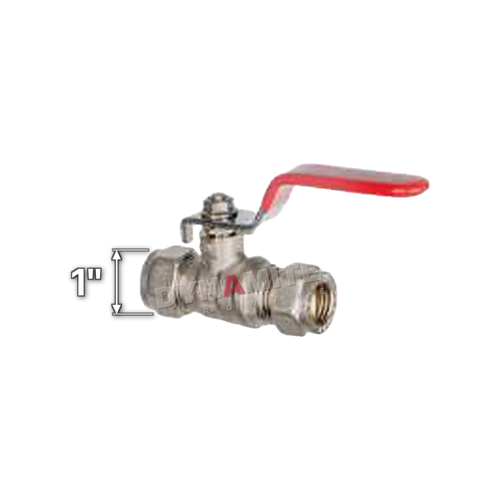 Reduced Bore Lever Ball Valve - Compression (Imperial), 1", size marked with a white arrow