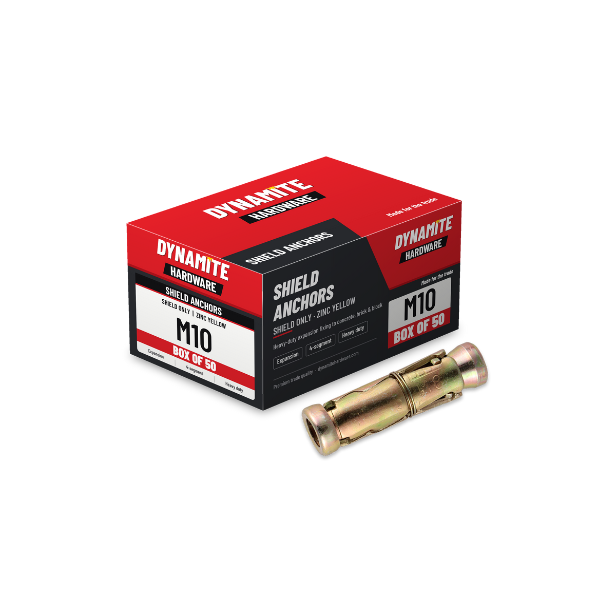 Shield Anchors M10 Zinc Yellow, box of 50