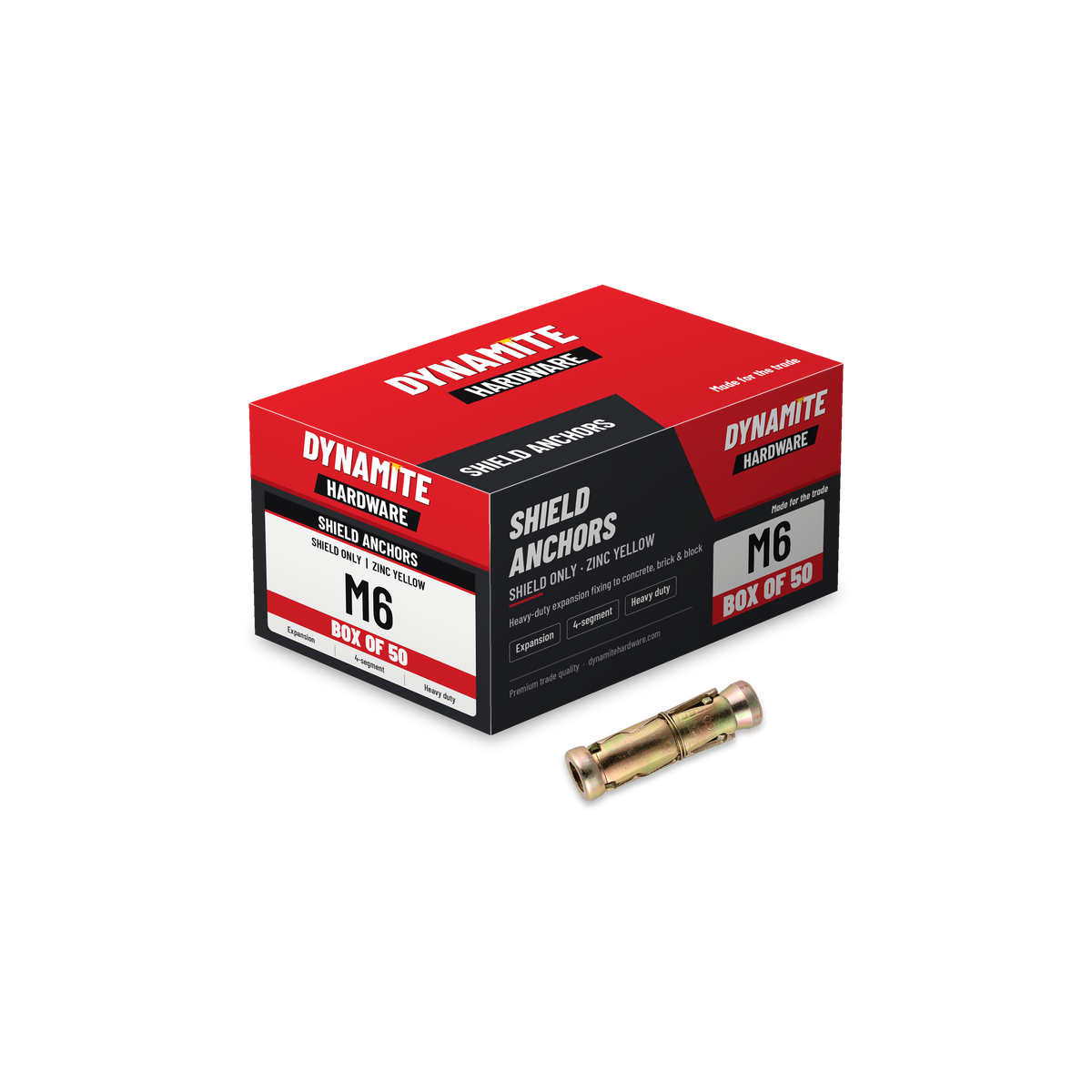 Shield Anchors M6 Zinc Yellow, box of 50