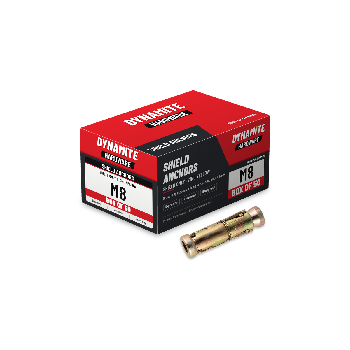Shield Anchors M8 Zinc Yellow, box of 50