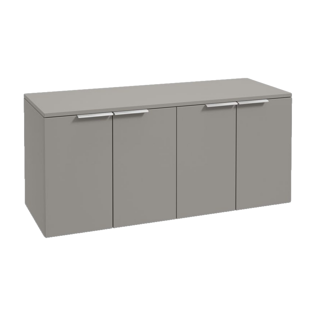 SONAS Stockholm 120cm wall hung four door vanity unit in Matt Khaki with brushed chrome handles