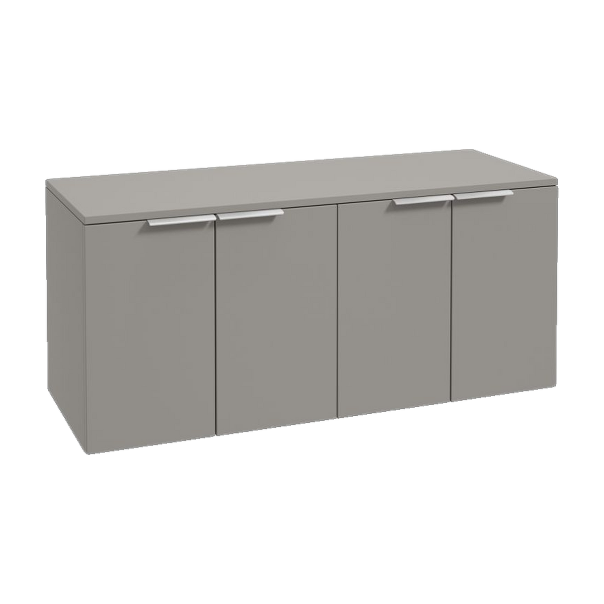 SONAS Stockholm 120cm wall hung four door vanity unit in Matt Khaki with brushed chrome handles