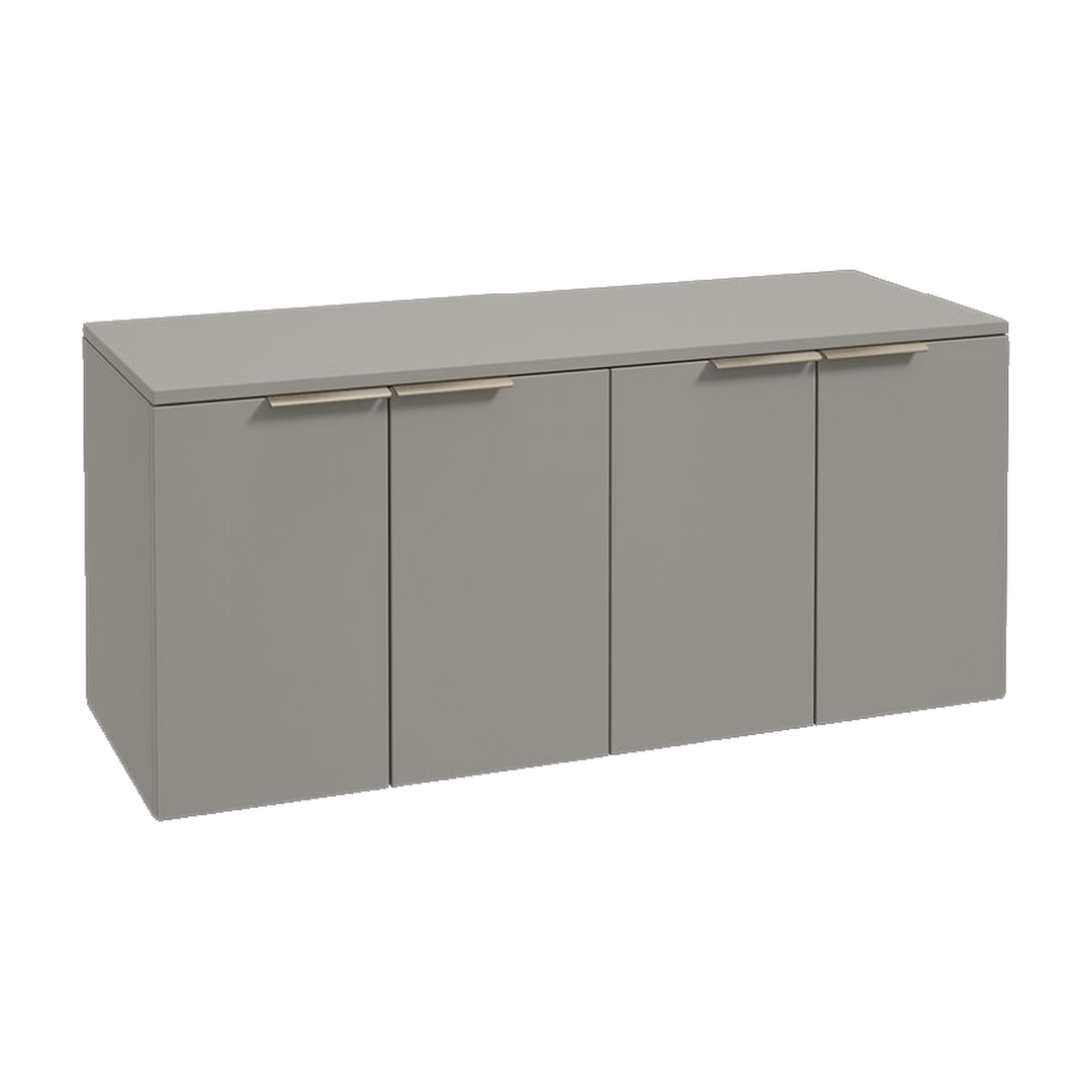 SONAS Stockholm 120cm wall hung four door vanity unit in Matt Khaki with brushed nickel handles