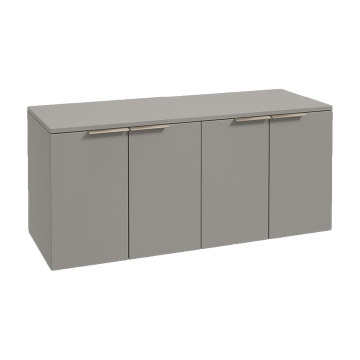 SONAS Stockholm 120cm wall hung four door vanity unit in Matt Khaki with brushed nickel handles