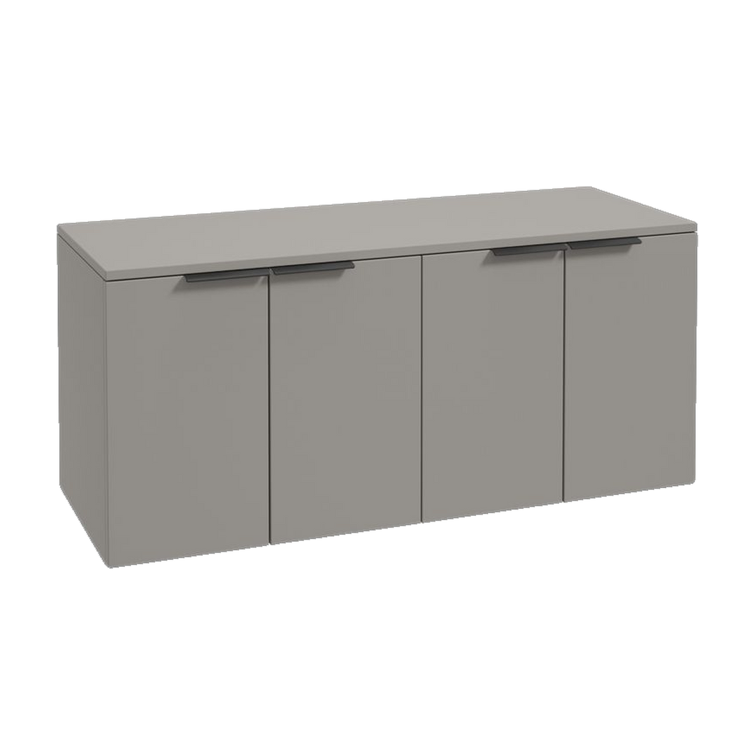 SONAS Stockholm 120cm wall hung four door vanity unit in Matt Khaki with matt black handles