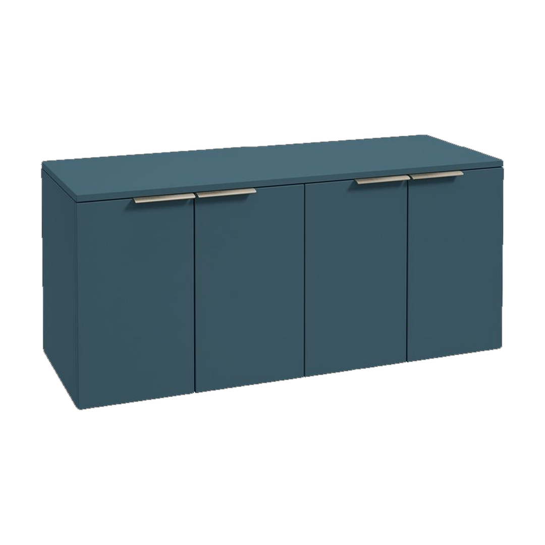 SONAS Stockholm 120cm wall hung four door vanity unit in Matt Ocean Blue with brushed nickel handles