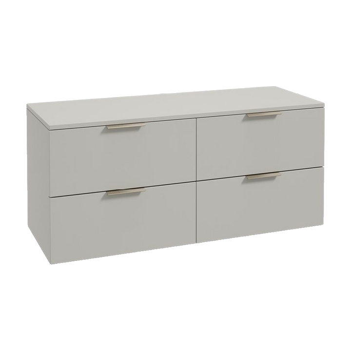 SONAS Stockholm 120cm wall hung four drawer vanity unit in Matt Arctic Grey with brushed nickel handles