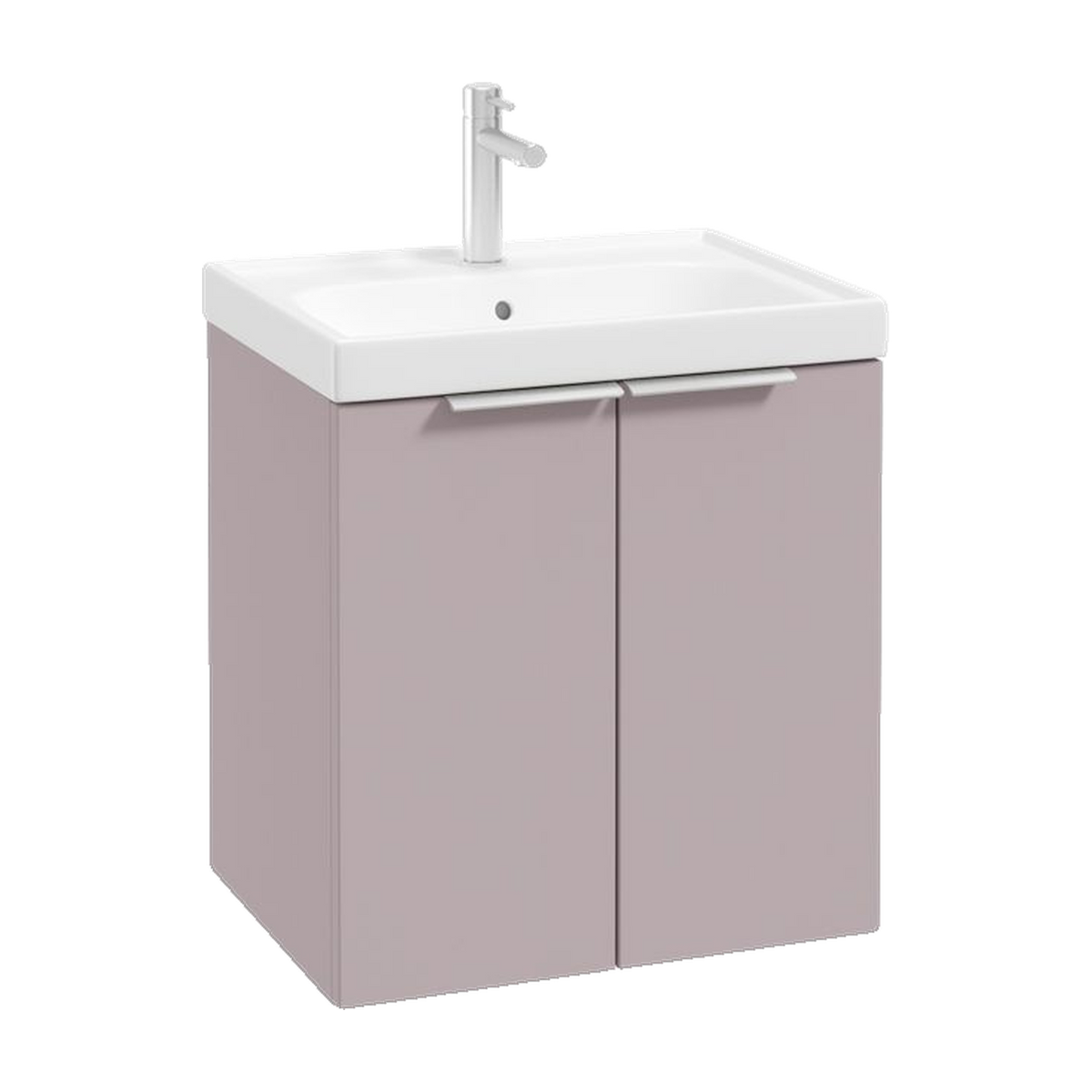 SONAS Stockholm 50cm wall hung two door vanity unit in Matt Cashmere Pink with brushed chrome handles