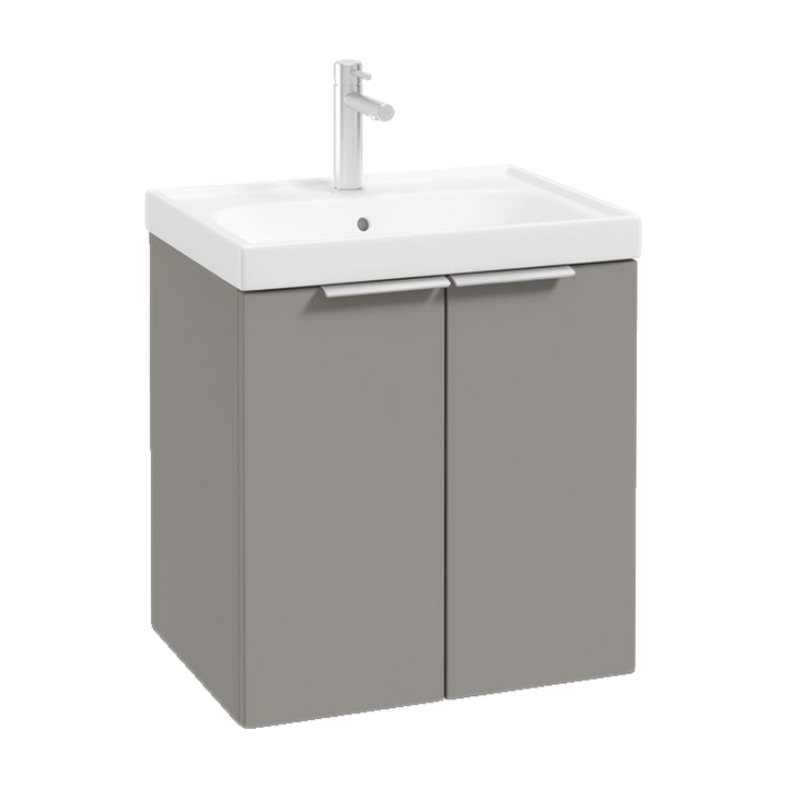 SONAS Stockholm 50cm wall hung two door vanity unit in Matt Khaki with brushed chrome handles