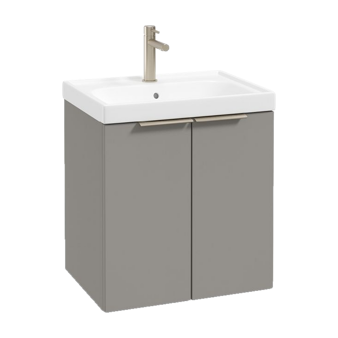 SONAS Stockholm 50cm wall hung two door vanity unit in Matt Khaki with brushed nickel handles