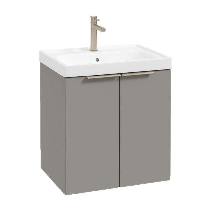 SONAS Stockholm 50cm wall hung two door vanity unit in Matt Khaki with brushed nickel handles