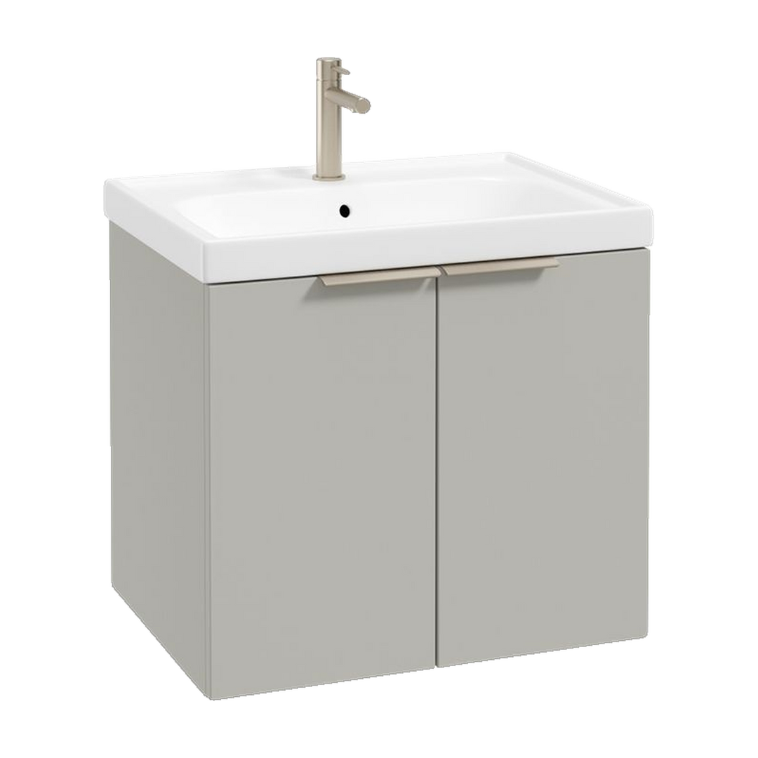 SONAS Stockholm 60cm wall hung two door vanity unit in Matt Arctic Grey with brushed nickel handles