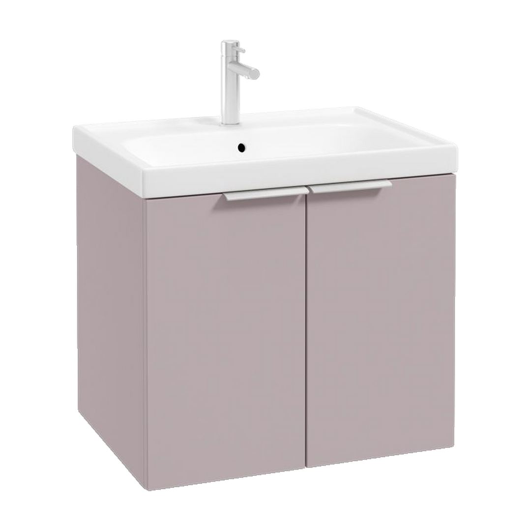 SONAS Stockholm 60cm wall hung two door vanity unit in Matt Cashmere Pink with brushed chrome handles