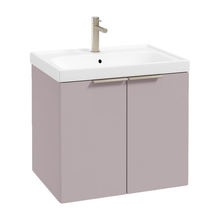 SONAS Stockholm 60cm wall hung two door vanity unit in Matt Cashmere Pink with brushed nickel handles