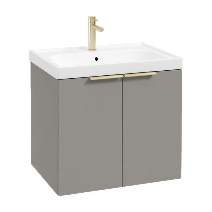 SONAS Stockholm 60cm wall hung two door vanity unit in Matt Khaki with brushed gold handles