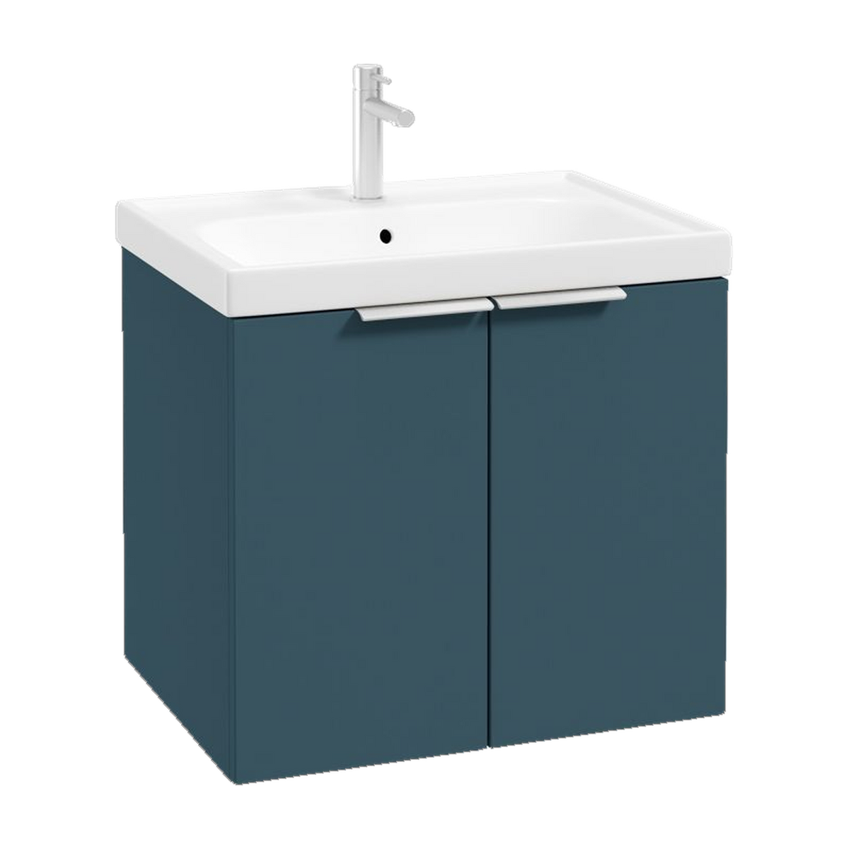 SONAS Stockholm 60cm wall hung two door vanity unit in Matt Ocean Blue with brushed chrome handles