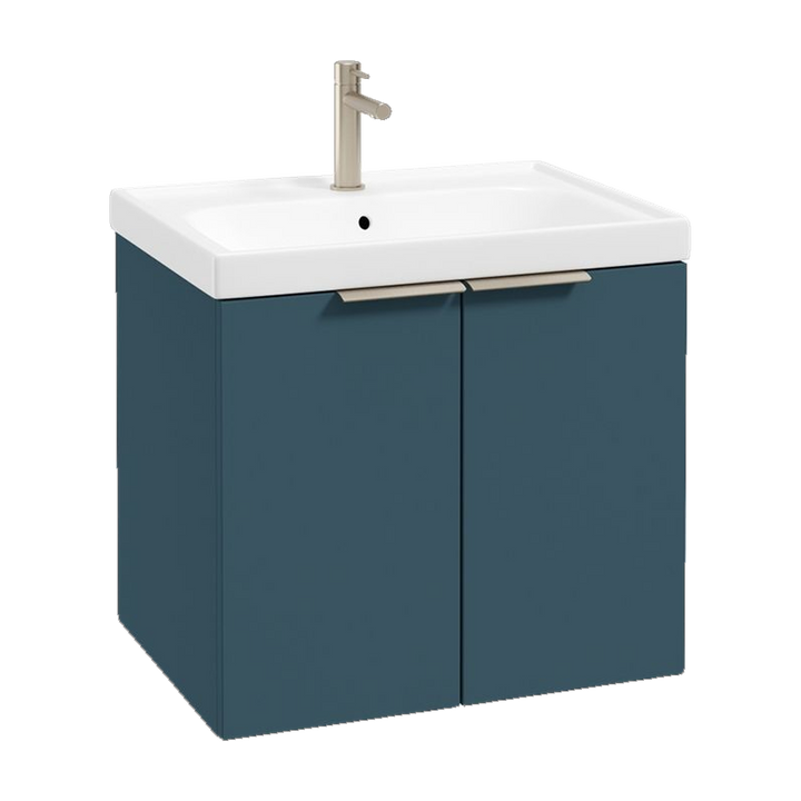 SONAS Stockholm 60cm wall hung two door vanity unit in Matt Ocean Blue with brushed nickel handles
