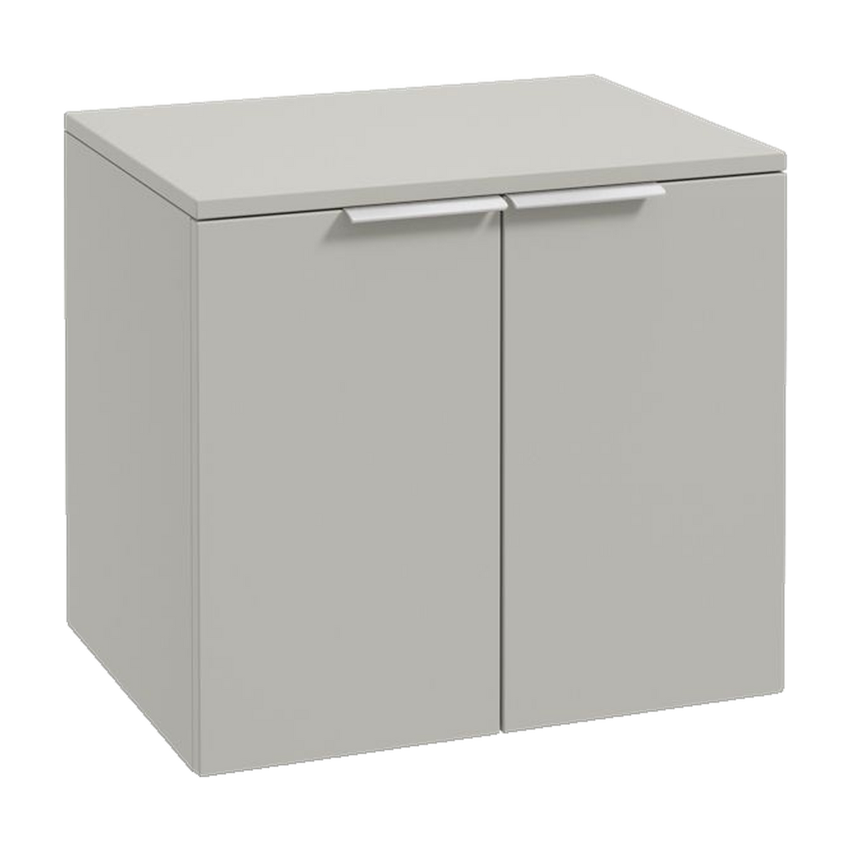 SONAS Stockholm 60cm wall hung two door vanity unit in Matt Arctic Grey with brushed chrome handles