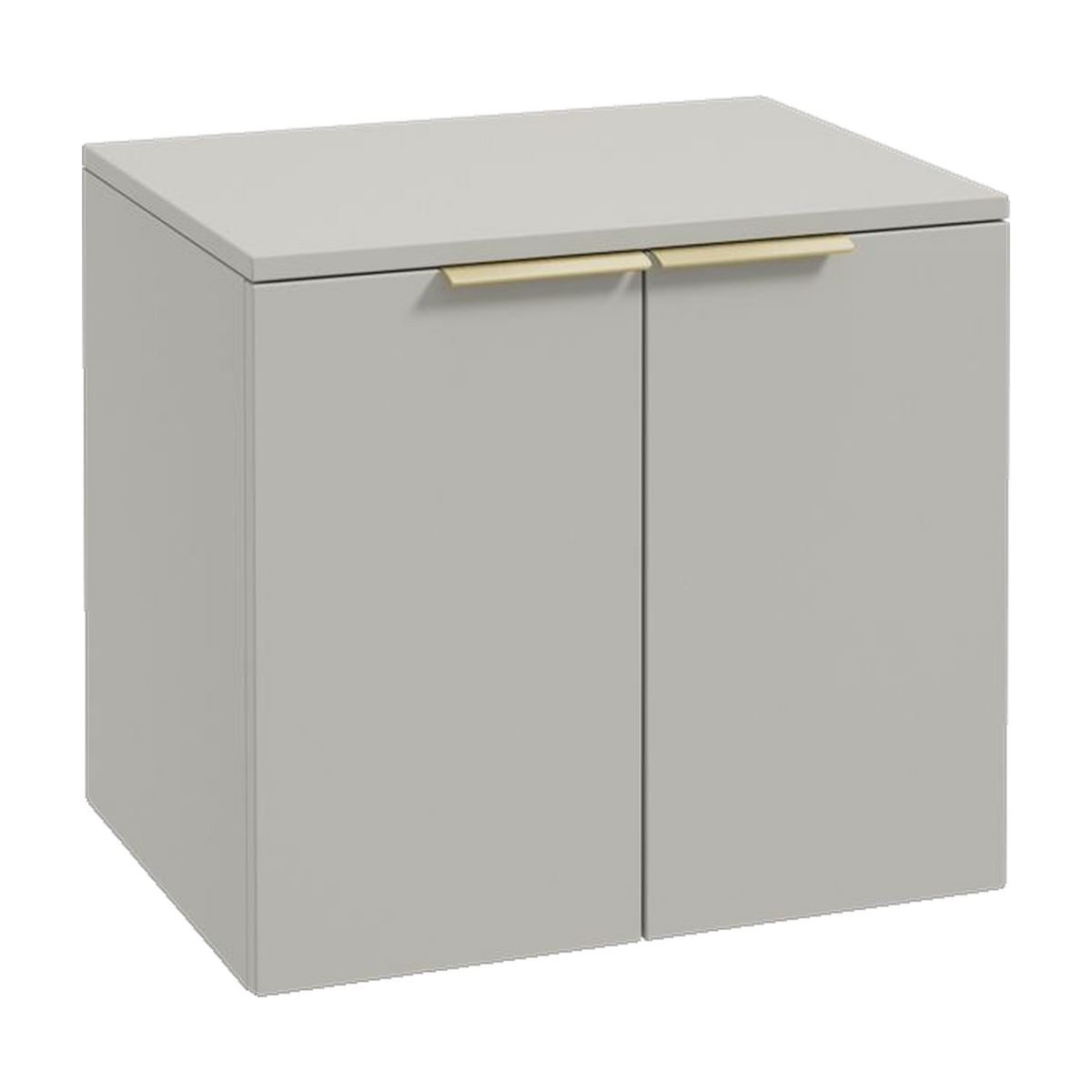 SONAS Stockholm 60cm wall hung two door vanity unit in Matt Arctic Grey with brushed gold handles
