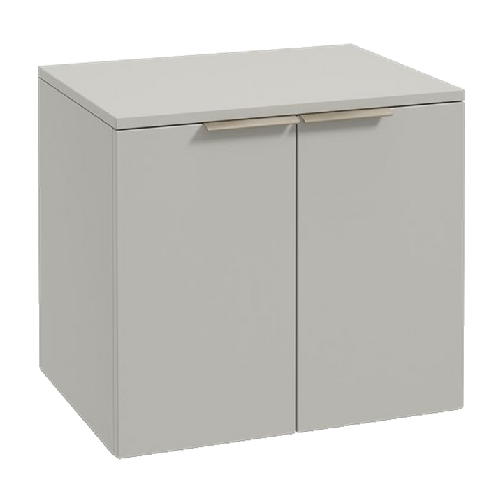 SONAS Stockholm 60cm wall hung two door vanity unit in Matt Arctic Grey with brushed nickel handles