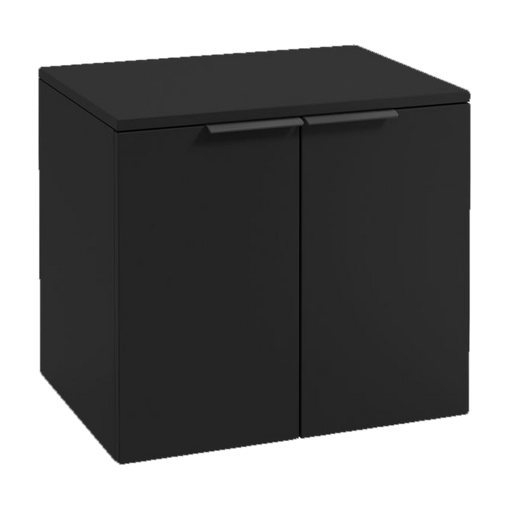 SONAS Stockholm 60cm wall hung two door vanity unit in Matt Black with matt black handles