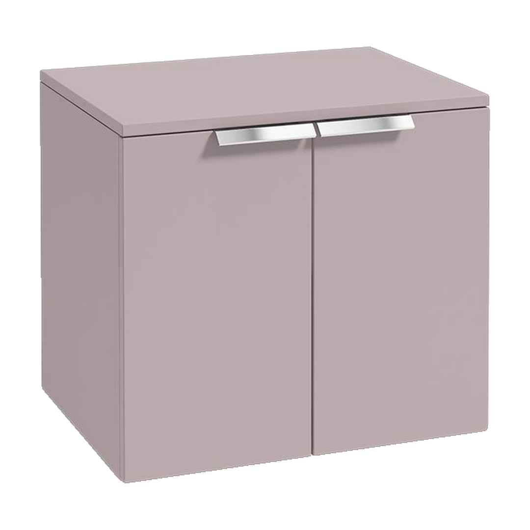 SONAS Stockholm 60cm wall hung two door vanity unit in Matt Cashmere Pink with brushed chrome handles