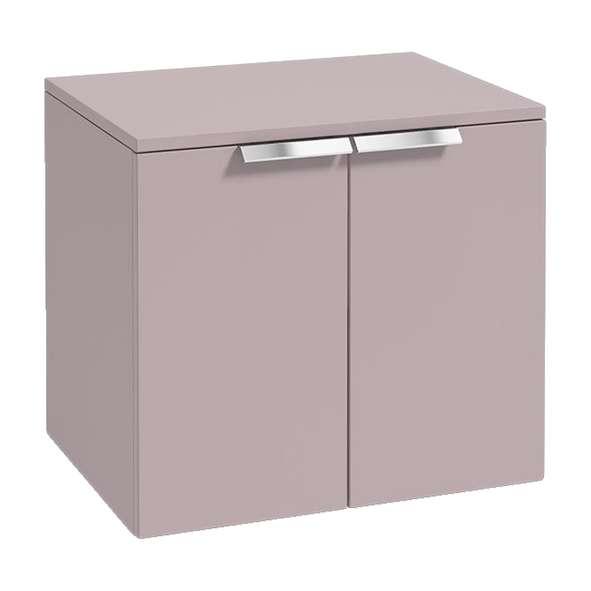 SONAS Stockholm 60cm wall hung two door vanity unit in Matt Cashmere Pink with brushed chrome handles