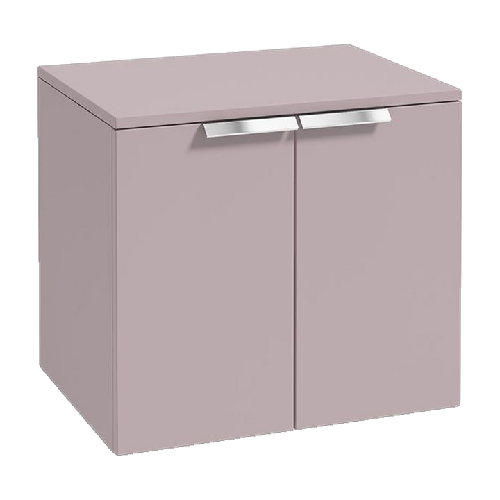 SONAS Stockholm 60cm wall hung two door vanity unit in Matt Cashmere Pink with brushed chrome handles