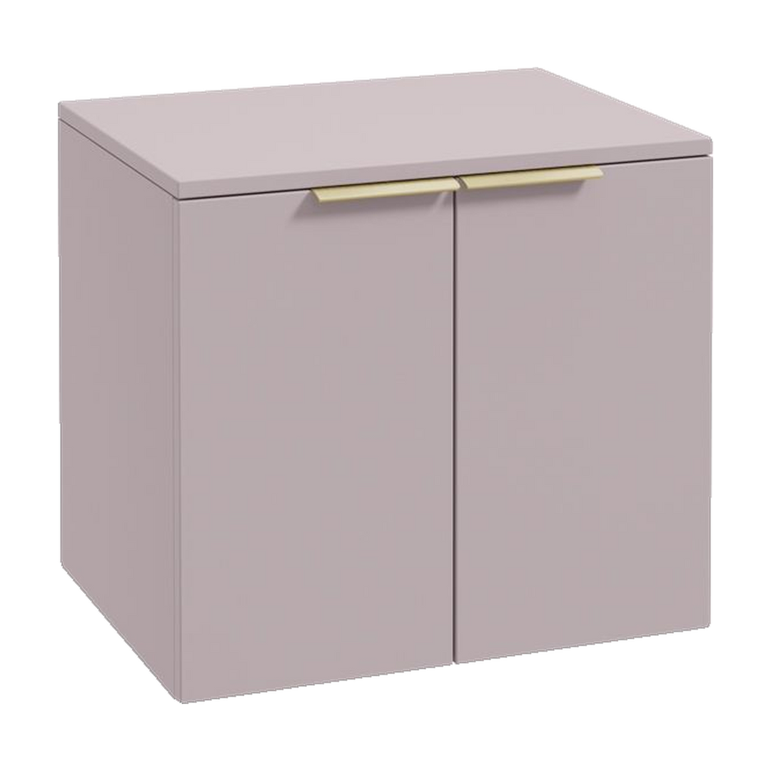 SONAS Stockholm 60cm wall hung two door vanity unit in Matt Cashmere Pink with brushed gold handles